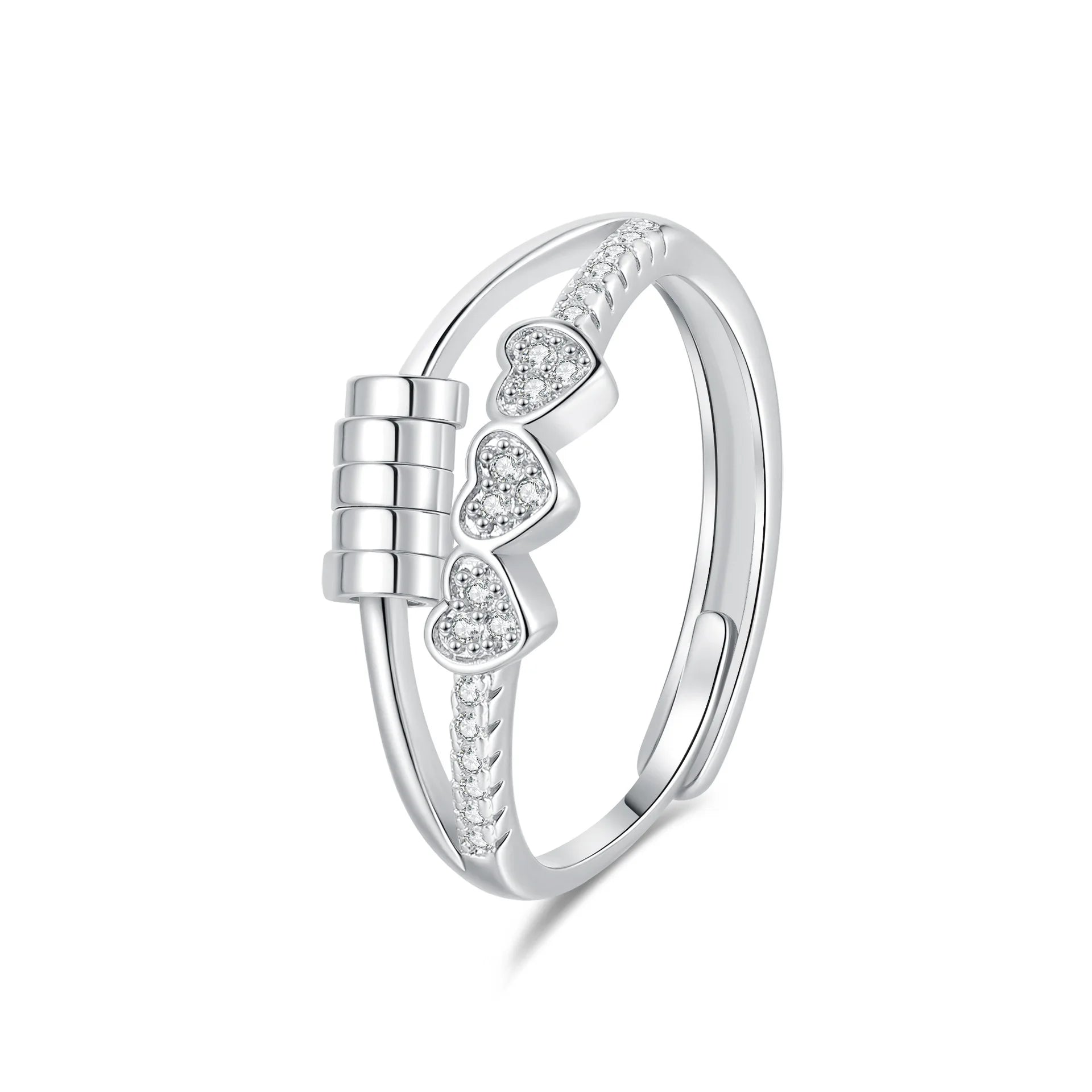 Magic Crown Rotating Bead Rings Stress Relief and Anxiety Fashion Trendy Heart Open Setting Rings Unisex Accessories Wholesale