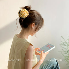 Hot Sale Women Color Blocked Flower Hair Claws Graceful Trendy Handmade in Stock Hair Clips Accessories for Daily Office Use