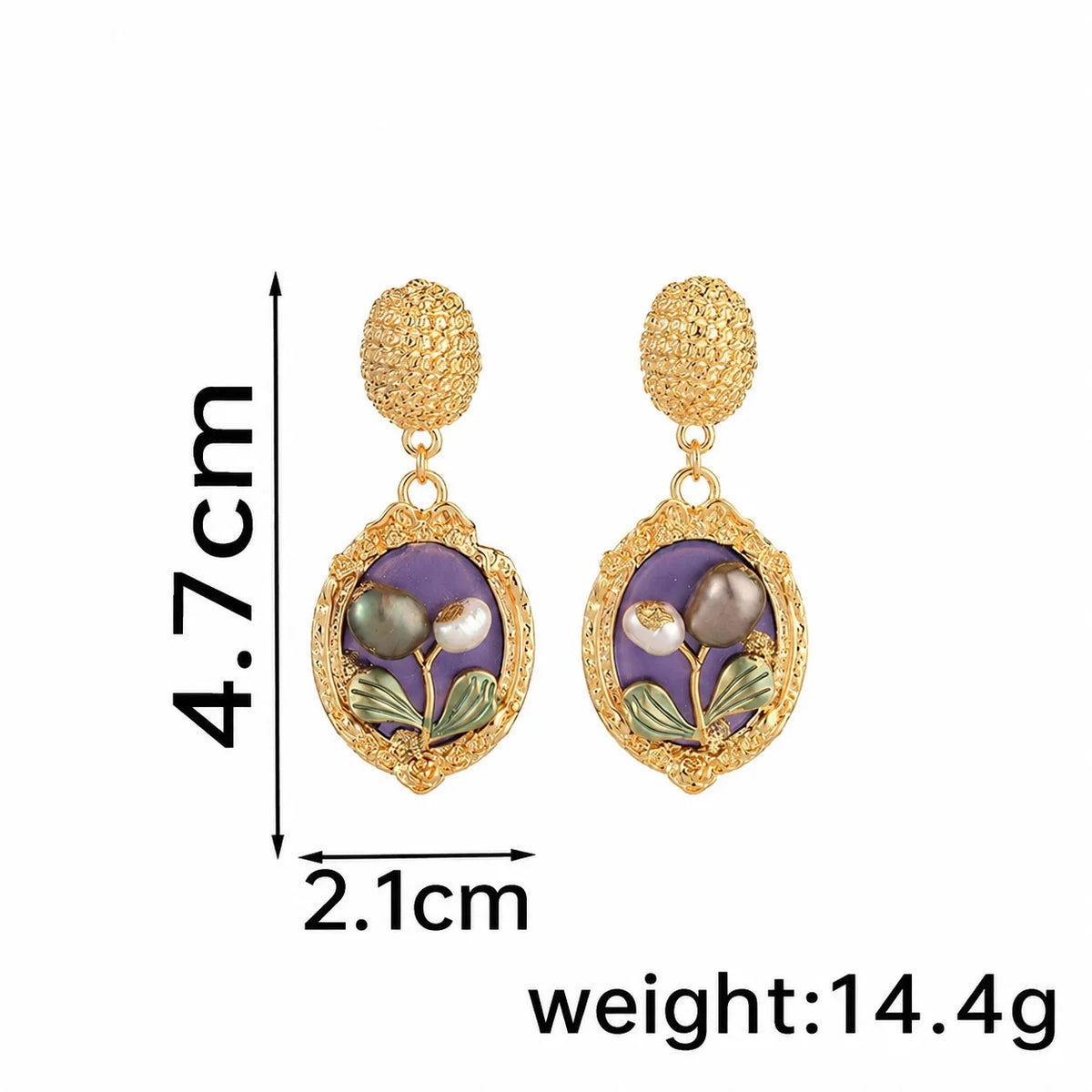 Women S925 Silver Freshwater Pearl 18k Gold-plated Drip Glaze Hand-Painted Graffiti Earring in Stock Jewelry for Female Party