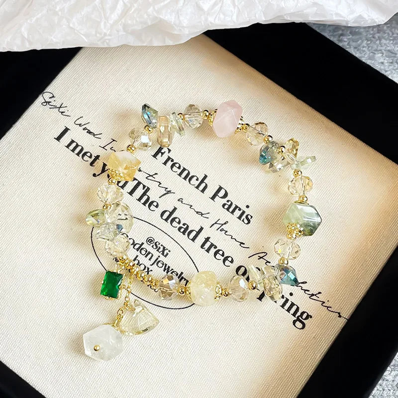 Women Green Pink Pearl Beads Bracelet Factory Price Low MOQ Fresh Charms in Stock Jewelry for Female Causal Daily Travelling