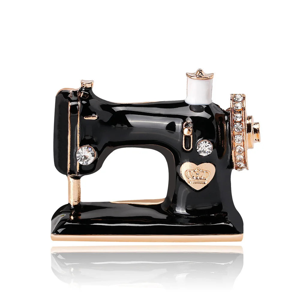 Fashion Vintage Sewing Machine Glamorous Brooches for Girls Sweet Stylish Pins Jewelry for Women Ladies Accessories Wholesale