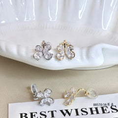 Women Hot Sale New Design Flower Shape Small Clip-on Earring Fashion Charms Luxurious Dainty Bulk Jewelry Accessories for Daily