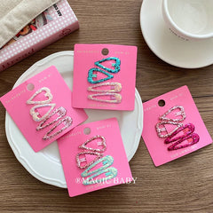 Solid Color Glitter Fashion Trendy Hair Clips for Baby Girls Sweet Cute Snap Clips for Kids Teens Children Hair Accessories