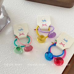 Hot Sale Kids Elastic Scrunchies Durable Ponytail Hold Solid Color Fashionable Daily Hair Ties Accessory Sweet Simple Bulk Stock