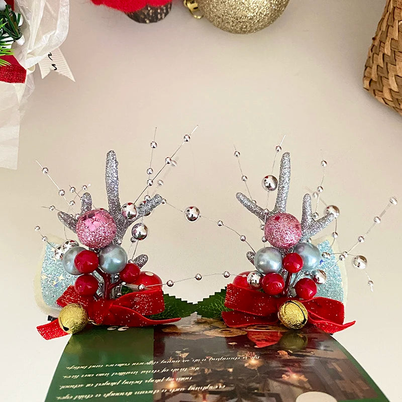 2025 Christmas Classic Deer Fashion Hair Clips for Baby Girls Cute Sweet Glitter Alligators for Kids Children Hair Accessories