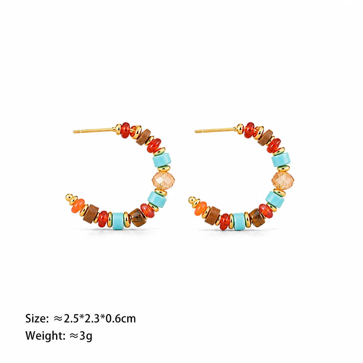 Fashion Copper Wire Pearl Natural Stone Crystal Turquoise Hoop Earrings for Girls Boho Trendy Jewelry for Women Ladies Wholesale