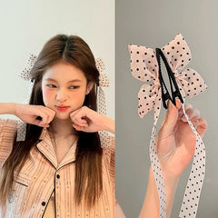 Classic Polka Dot Solid Color Bowknot Hair Clips for Girls Sweet Elegant Fashion Alligators for Women Ladies Hair Accessories