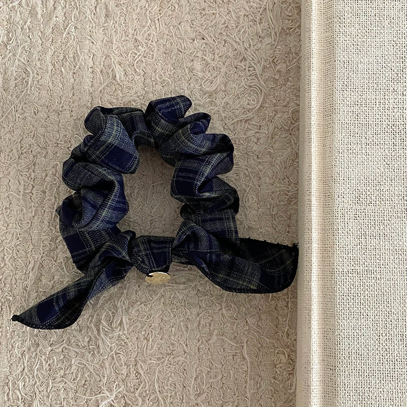 Simple Minimalistic Bowknot Fashion Scrunchies for Girls Plaid Elegant Hair Ties for Women Ladies Hair Accessories in Stock