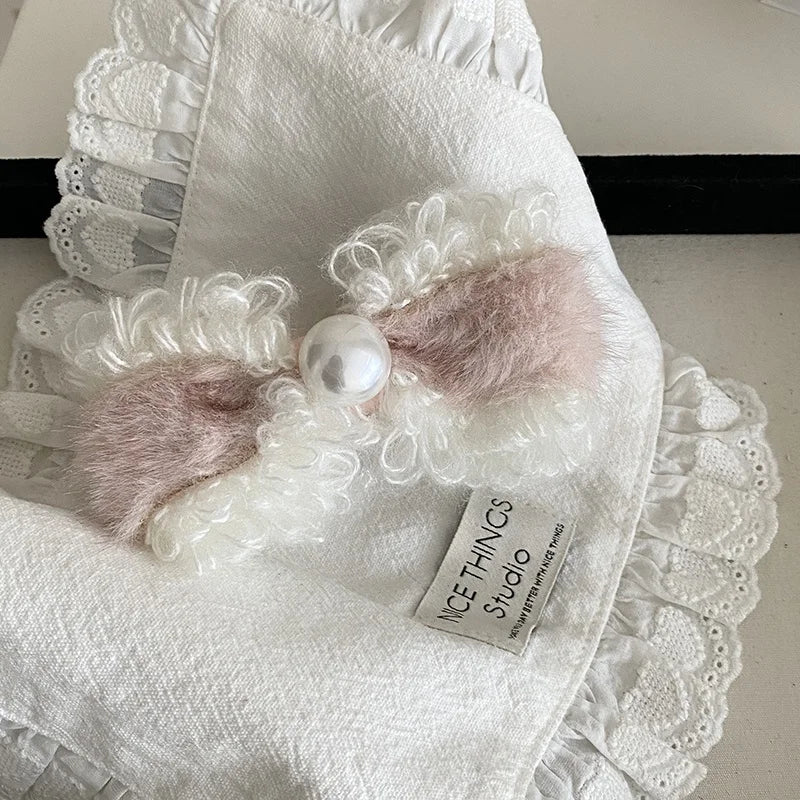 Fashion Bowknot Sweet Imitation Pearl Hair Clips for Girls Elegant Fluffy Cute Banana Clips for Women Ladies Accessories Chic