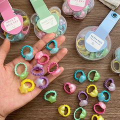 Sweet Cute Kids Hair Ties Candy Color Star Heart Beads Solid Color Small Scrunchies Accessories for Children Wholesale Stock