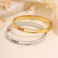 Women's Titanium Steel Bracelet Unique Design with Sliding Grooves and Zircon Dainty Bangles Fashion Jewelry Accessories Bulk