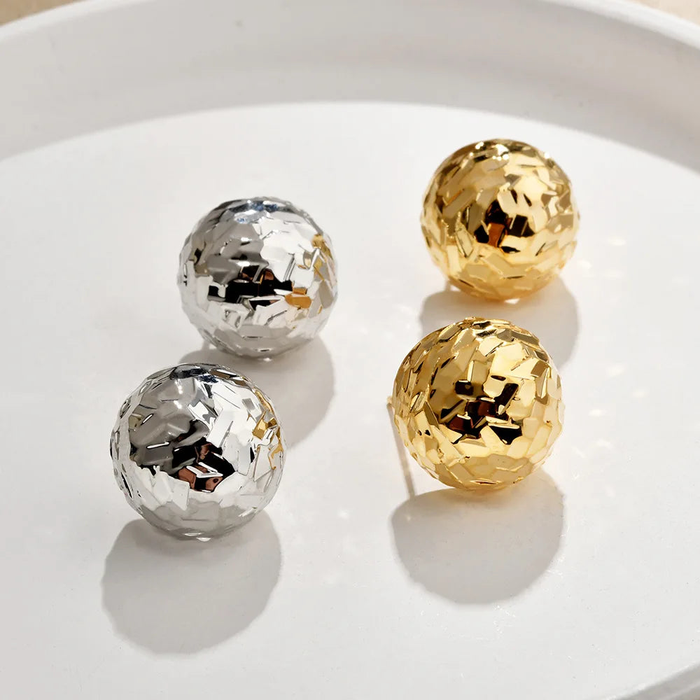 Women's Trendy Stud Earrings Copper Shine Sequins Heart Ball Earring Luxury Unique Elegant Earrings Fashion Jewelry Wholesale