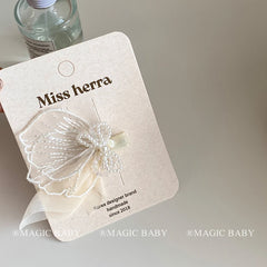 Girly Aesthetic Pink White Flower Imitation Pearl Bowknot Small Alligator Clips Sweet Fashion in Stock Kid Hairpins Accessories