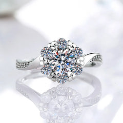 Round Moissanite Rings Classic Six-prong Women's Custom Geometric Ring for Engagement Party Live Streaming Supply Accessory Bulk