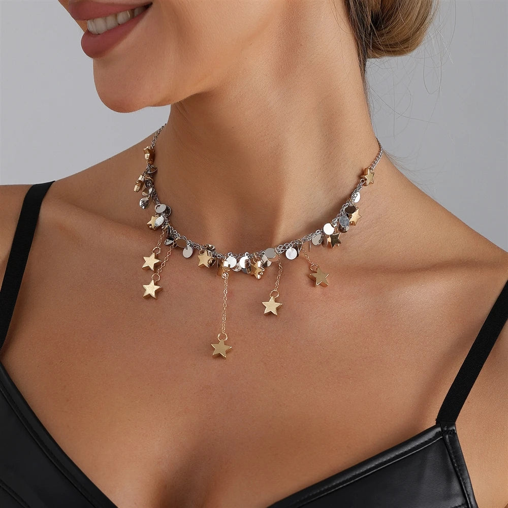 Fashion Star Tassel Sweet Cute Necklaces for Girls Glamorous Charms Trendy Jewelry for Women Ladies Accessories Chinese Supplier