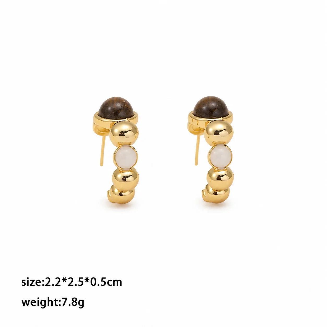 Fashion Tiger Eye Stone Turquoise Copper Hoop Earrings for Girls Simple Trendy Jewelry for Women Ladies Wholesale China Factory