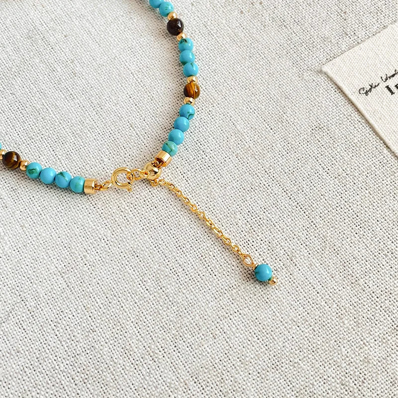 Fashion Natural Turquoise Nanhong Agate Pearl Necklaces for Girls Elegant Sweet Jewelry for Women Ladies Wholesale Bulk Vintage