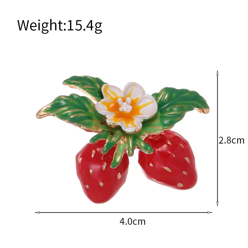 Fashion Fruits Strawberry Sweet Brooches for Girls Elegant New Design Glamorous Pins Jewelry for Women Ladies Accessories
