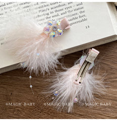 Exaggerated Luxurious Feather Glitter Hair Clips for Baby Girls Fashion Sweet Cute Alligators for Kids Child Hair Accessories