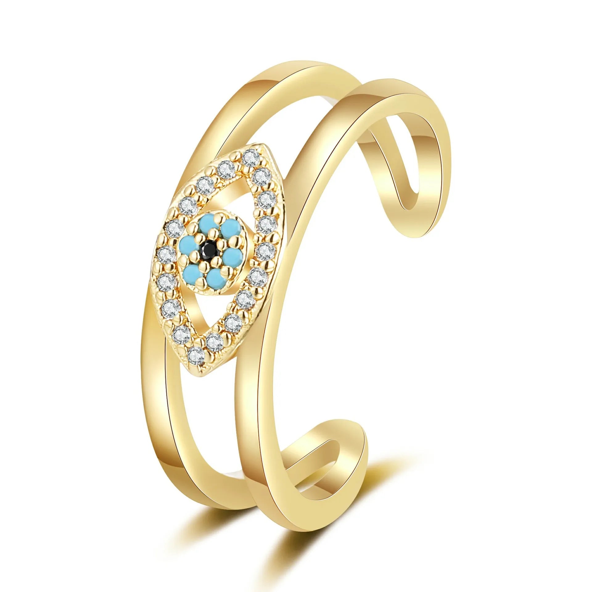Women's Devil's Eye Ring Fashionable Niche Design Light Luxury Blue Open Index Ring with Zircon Jewelry Accessories Wholesale