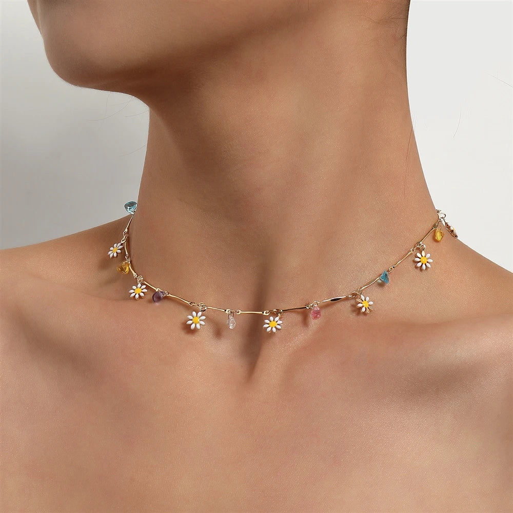 Fashion Flower Shell Trendy Necklaces for Girls Sweet Elegant Simple Charms Jewelry for Women Lady Female Accessories Wholesale