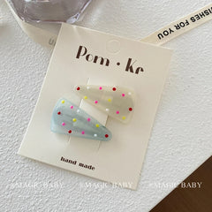Wholesale Kids Hairpins Accessories Candy Color Dots Triangle Shape Snap Clips Alloy 5cm Sweet Fashion for Children's Daily