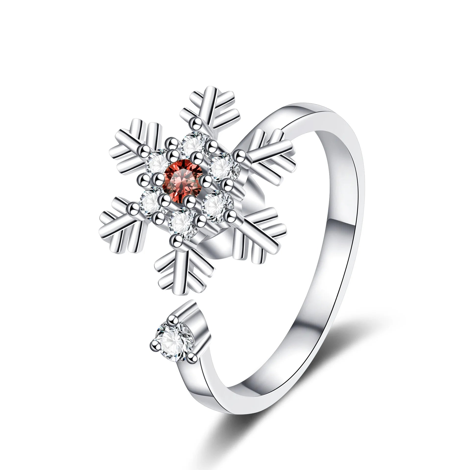 Zircon-encrusted Snowflake Rotating Rings Fashion Sweet High-end Ring Christmas Gift for Women Accessory Wholesale Hot Sale