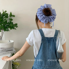 Classic Fashion Stripe Ribbon Bowknot Scrunchies for Girls Trendy Chic Hair Ties for Women Ladies Hair Accessories in Stock