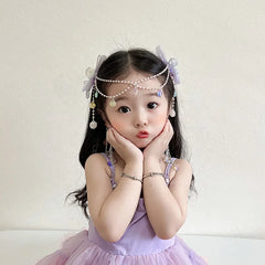 Lustrous Bowknot Imitation Pearl Hair Clips Elegant Princess Hair Accessories for Baby Girls Kids Plastic Fabric Sea Alligators