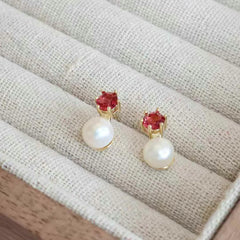 Women Creative Design Imitation Pearl Red Drop Earring Fashion Graceful Luxurious Dainty Wholesale Jewelry Accessories for Daily