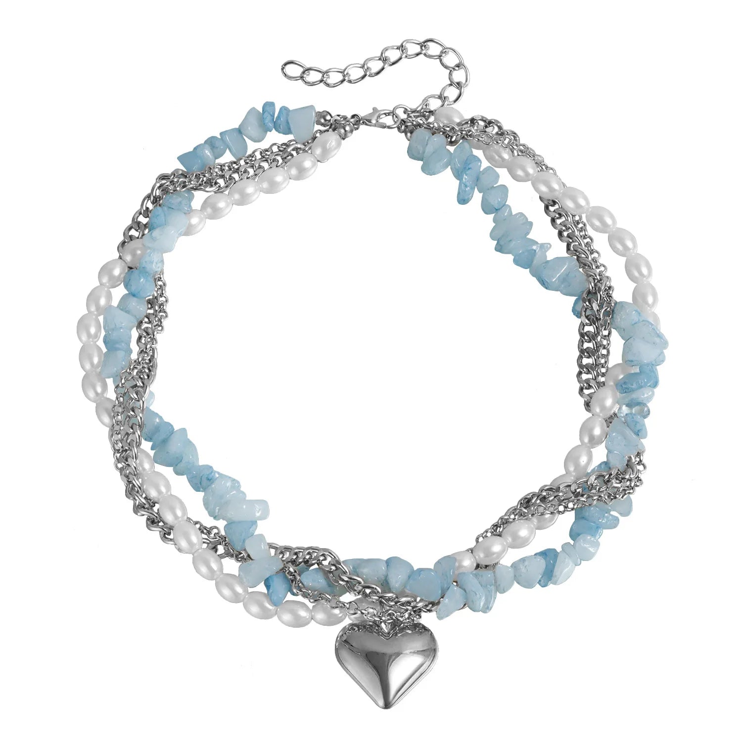 Fashion Sweet Beads Heart Shaped Necklaces for Girls Luxury Glamorous Charms Jewelry for Women Ladies Accessories Wholesale