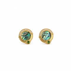 Female Green Star Rhinestone S925 Silver Zircon Abalone Shell Stud Earring Elegant Fashion Low MOQ in Stock Jewelry for Women