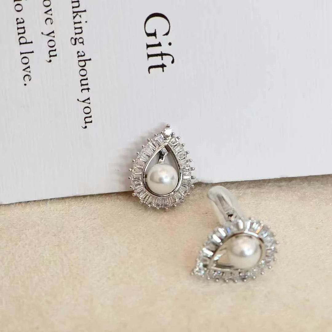 Luxury Glitter Simple Refined Artificial Clip on Earrings for Girls Minimalistic Trendy Jewelry for Women Ladies Accessories