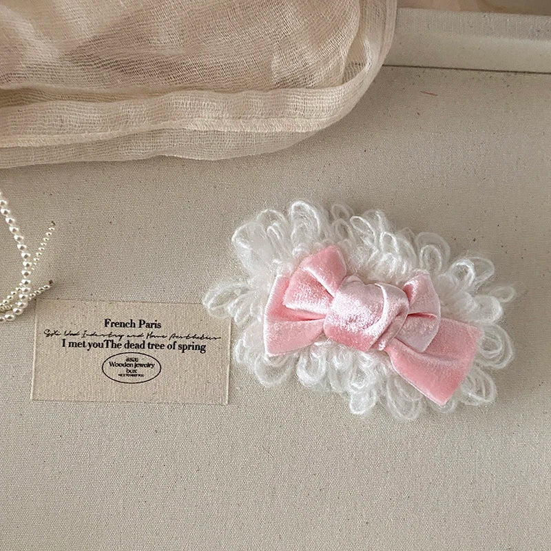 Cute Little Girl's Fluffy Bow Hairpin Sweet Velvet Hair Clip Gentle Clasp Hair Clips Women Duckbill Hair Accessories Wholesale