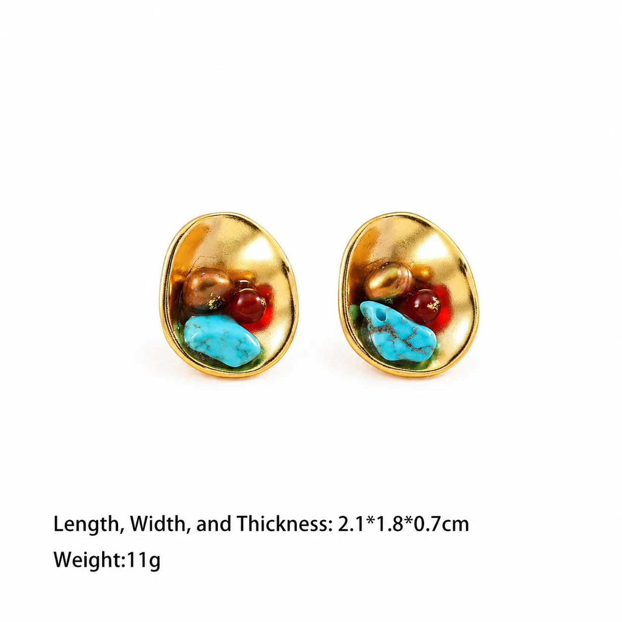 Fashion S925 Silver Turquoise Red Agate Stud Earrings for Girls Boho Vintage Jewelry for Women Ladies Wholesale China Factory