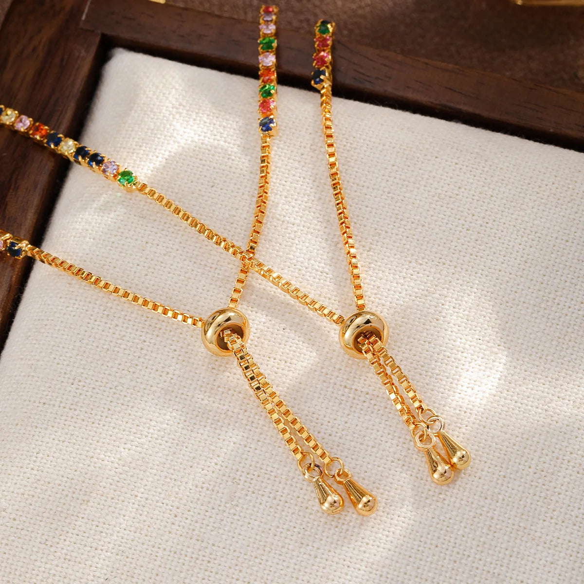 Female Colored Rhinestone 18k Gold-plated Zircon Bracelet Fashion Charms Dainty Low MOQ in Stock Jewelry for Women Daily Causal