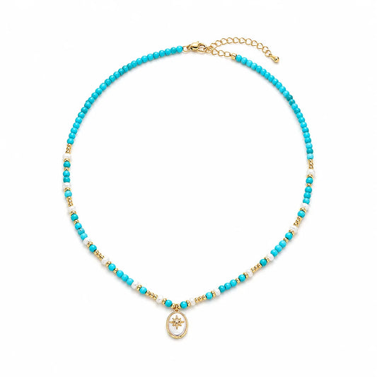 Fashion Natural Turquoise Nanhong Agate Pearl Necklaces for Girls Elegant Sweet Jewelry for Women Ladies Wholesale Bulk Vintage