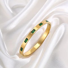 Titanium Steel Bangles Colorful Square Zircon High-end Light Luxury Bracelet Fashionable Non-fading Women's Jewelry Accessories
