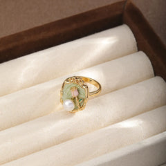 Fashion Vintage Pearl Elegant Rings for Girls Sweet Jewelry for Women Ladies Wholesale China Manufacturer Trendy Flower Bulk