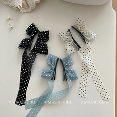 Classic Polka Dot Solid Color Bowknot Hair Clips for Girls Sweet Elegant Fashion Alligators for Women Ladies Hair Accessories