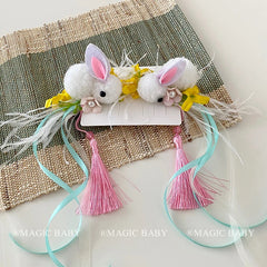 Cute Rabbit Ribbon Mid Autumn Festival Hair Clips for Baby Girls Kawaii Fashion Alligators for Kids Children Hair Accessories