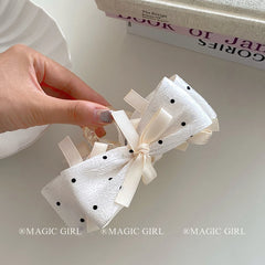 Classic Bowknor Polka Dot Hair Claw Clips for Girls Ribbon Fashion Chic Cute Hair Clutches for Women Ladies Hair Accessories