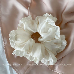 Women's Classic Large Hair Ties Spring Summer Satin Lace Scrunchies Princess-style High Elasticity Sweet Vintage Hair
