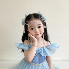 Lustrous Bowknot Imitation Pearl Hair Clips Elegant Princess Hair Accessories for Baby Girls Kids Plastic Fabric Sea Alligators