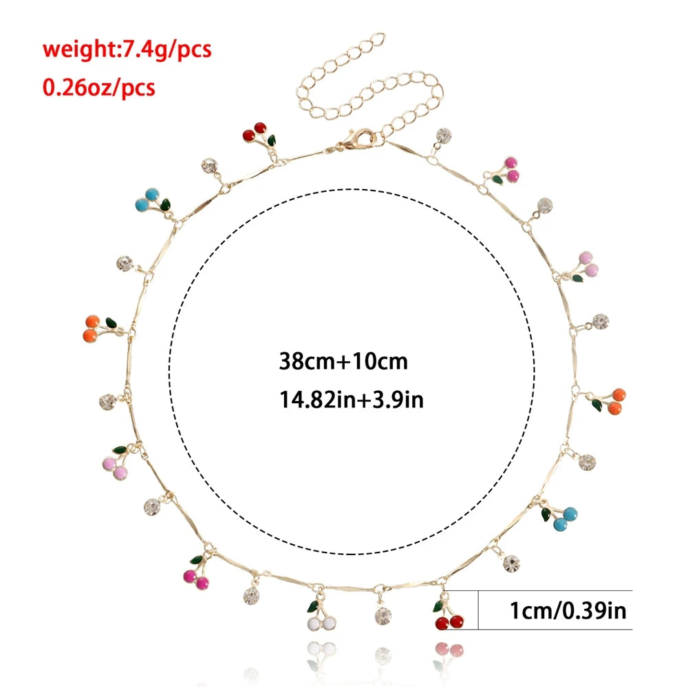 Fashion Simple Elegant Cherry Sweet Necklaces for Girls Kawaii Trendy Jewelry for Women Ladies Teenager Accessories Daily