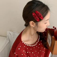Simple Fashion Solid Color Bowknot Hair Clips for Girls Sweet Trendy Elegant New Year Snap Clips for Women Lady Hair Accessories