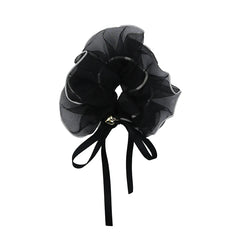 Hot Sale Black Large Durable Elastic Women Hair Claws Graceful Stylish Ribbon Heart Decorative Wholesale Hair Clips Accessories
