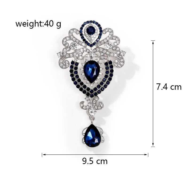 Fashion Luxury Glitter Sparkle Rhinestone Crystal Brooches for Girls Vintage Retro Classic Jewelry for Women Ladies Accessories