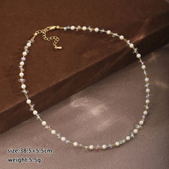 Fashion Glass Crystal Pearl Necklaces for Girls Sweet Elegant Trendy Jewelry for Women Ladies Wholesale China Manufacturer