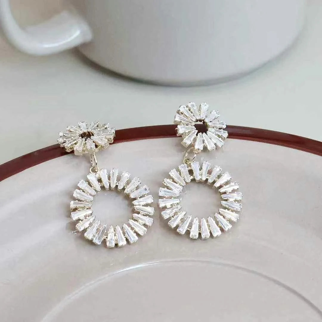 Fashion Trendy Glitter Stunning Elegant Drop Earrings for Girls Glamorous Luxury Jewelry for Women Ladies Accessories Wholesale